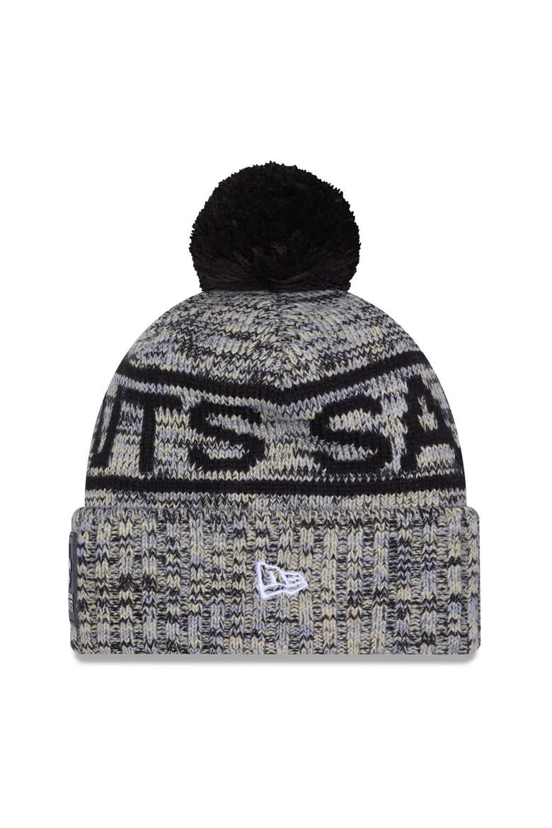 Men's New Era Black New Orleans Saints 2025 Sideline Cold Weather Cuffed Knit Hat with Pom, Alternate, color, Black