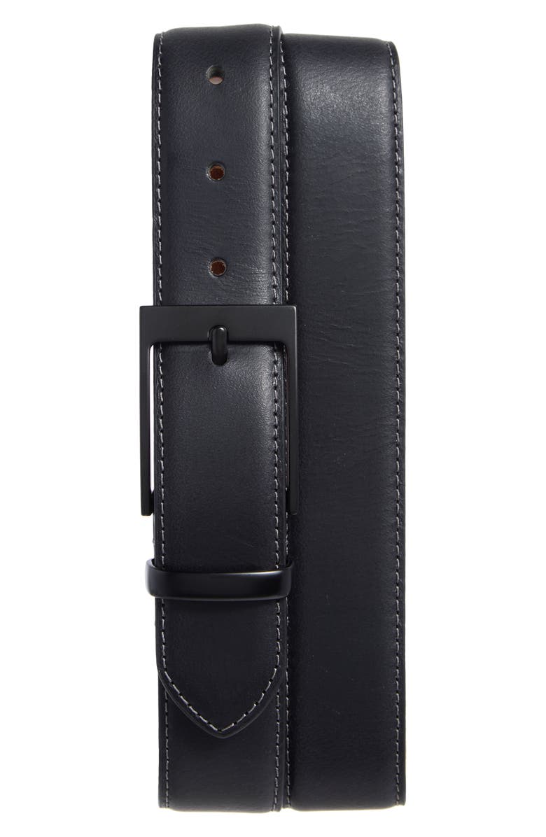 BOCONI Leather Belt, Main, color, Black
