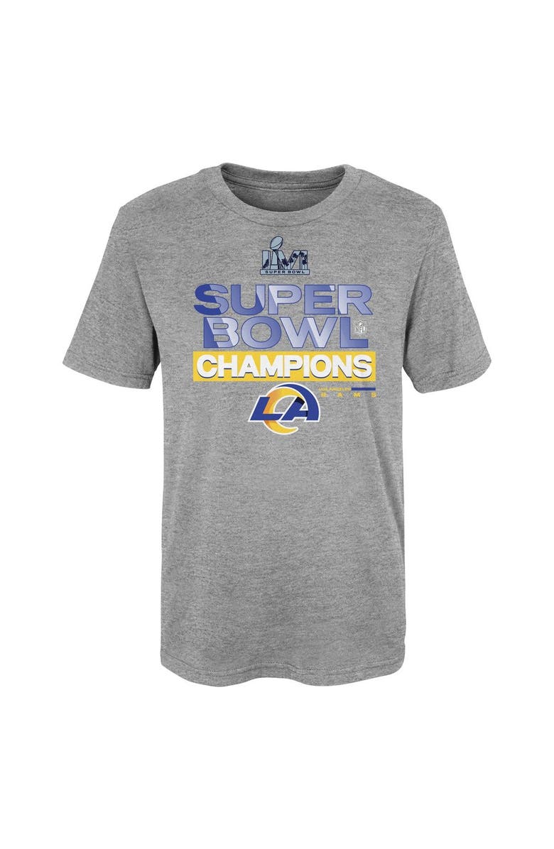 FANATICS Preschool Fanatics Branded Heathered Gray Los Angeles Rams Super Bowl LVI Champions Locker Room Trophy Collection T-Shirt, Alternate, color, 