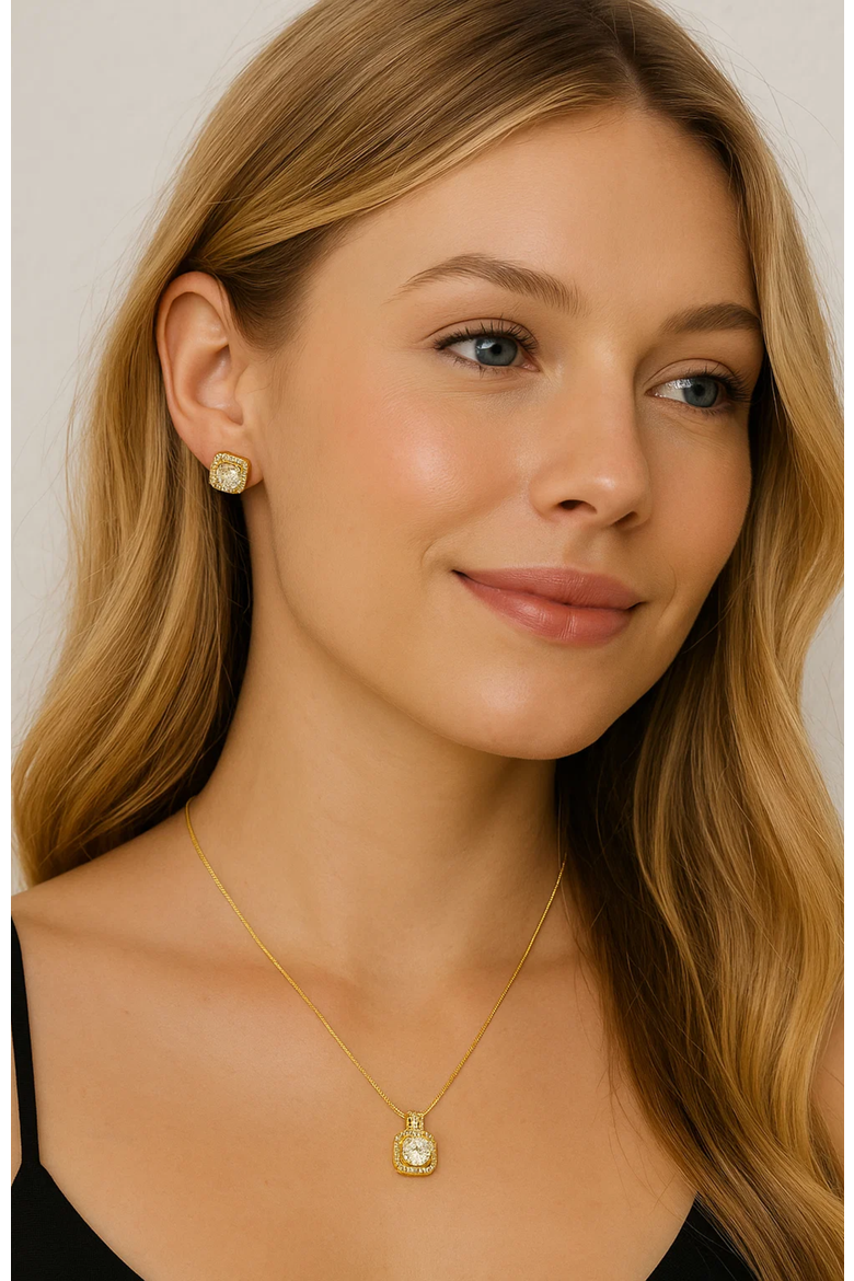 Serena Halo Stud Earrings, Alternate, color, Gold