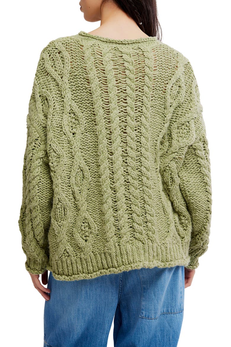 Opal Cable Knit Cardigan, Alternate, color, IGUANA