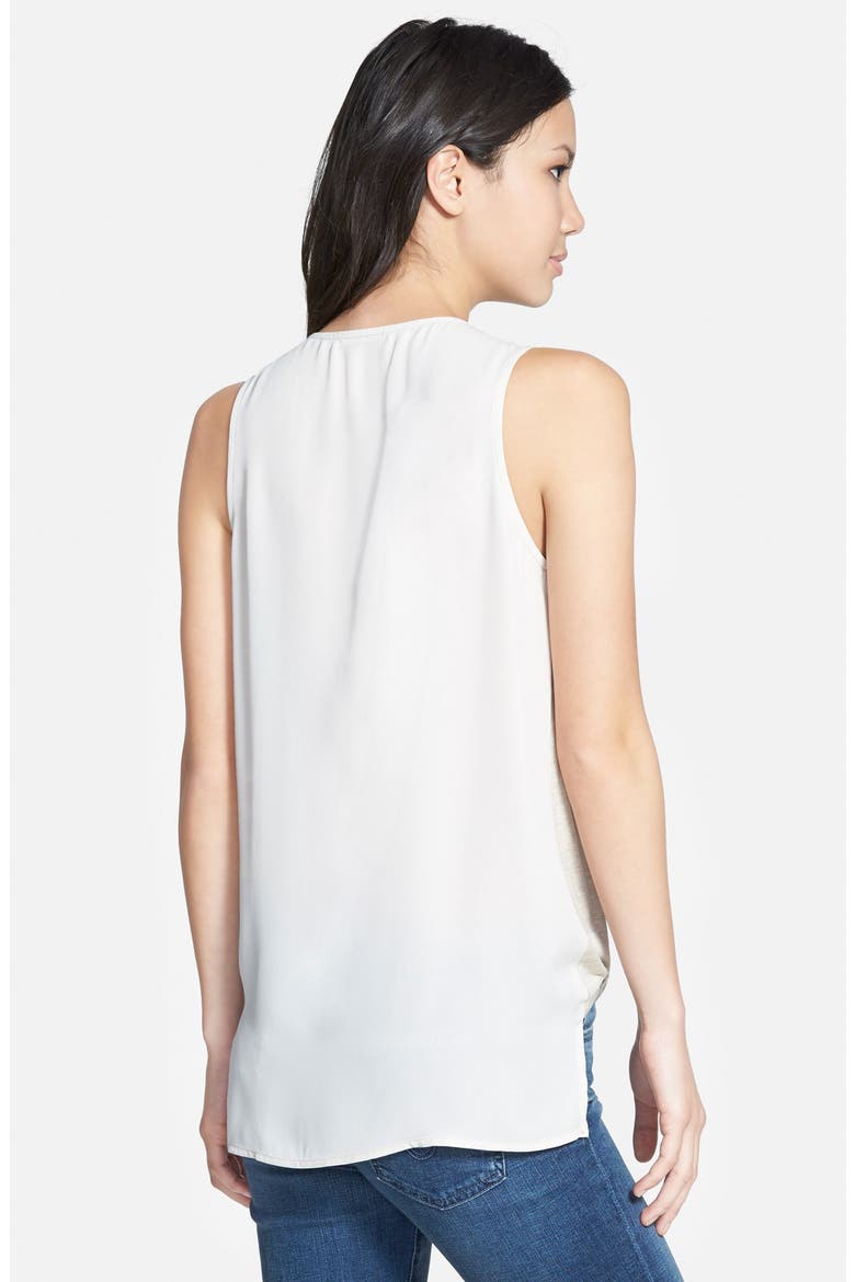 Gibson Drape Front Mixed Media Tank, Alternate, color, OATMEAL