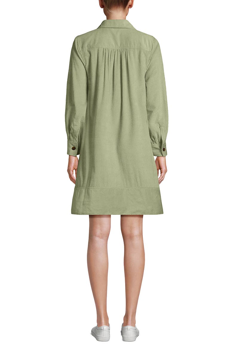 Wide Wale Cord Popover Long Sleeve Shirt Dress, Alternate, color, Hawthorne Green