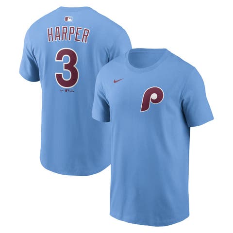 Men's Nike Bryce Harper Light Blue Philadelphia Phillies Name & Number T-Shirt