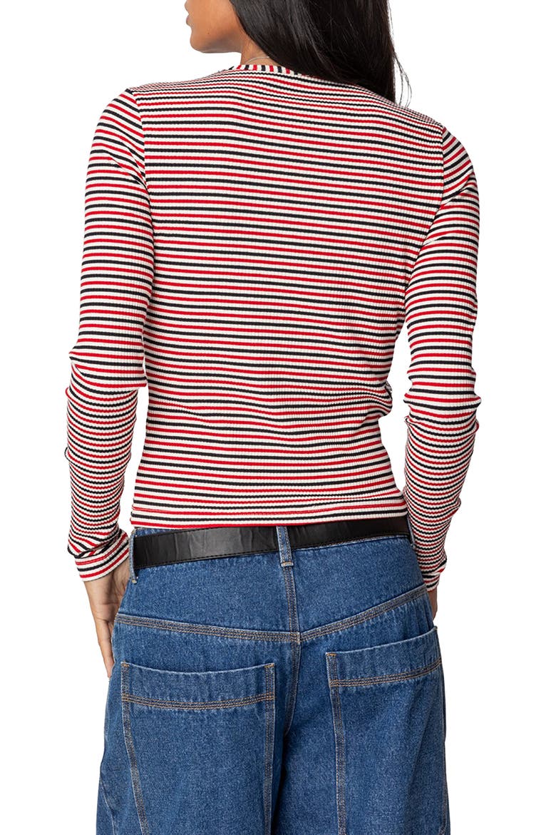 Corina Stripe Rib Top, Alternate, color, RED MIX