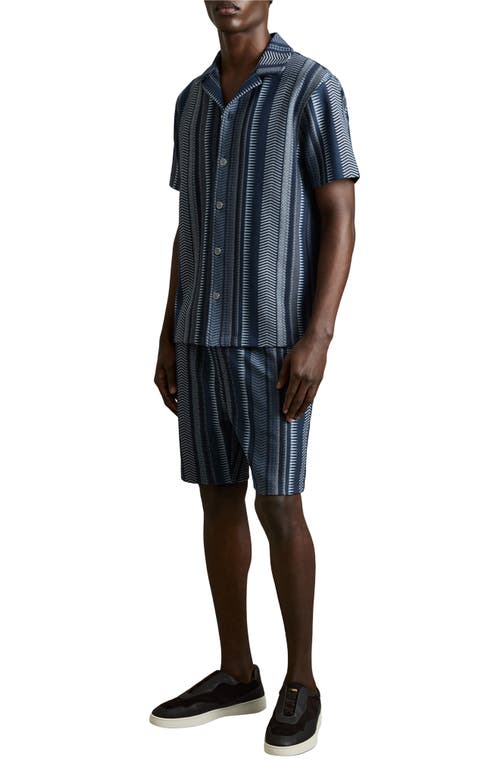 Reiss Mens Archer Short-sleeved Stretch-woven Shirt Navy In Navy