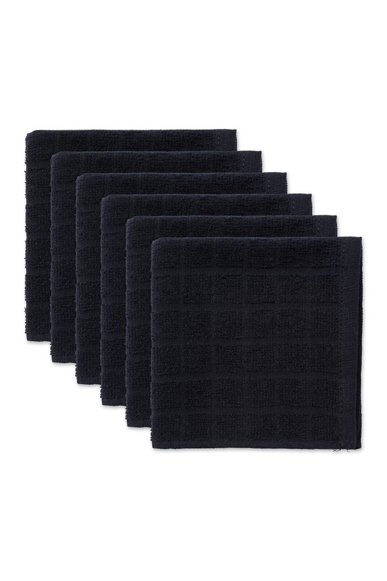 Solid Windowpane Terry Dishcloth Set/6, Main, color, Black