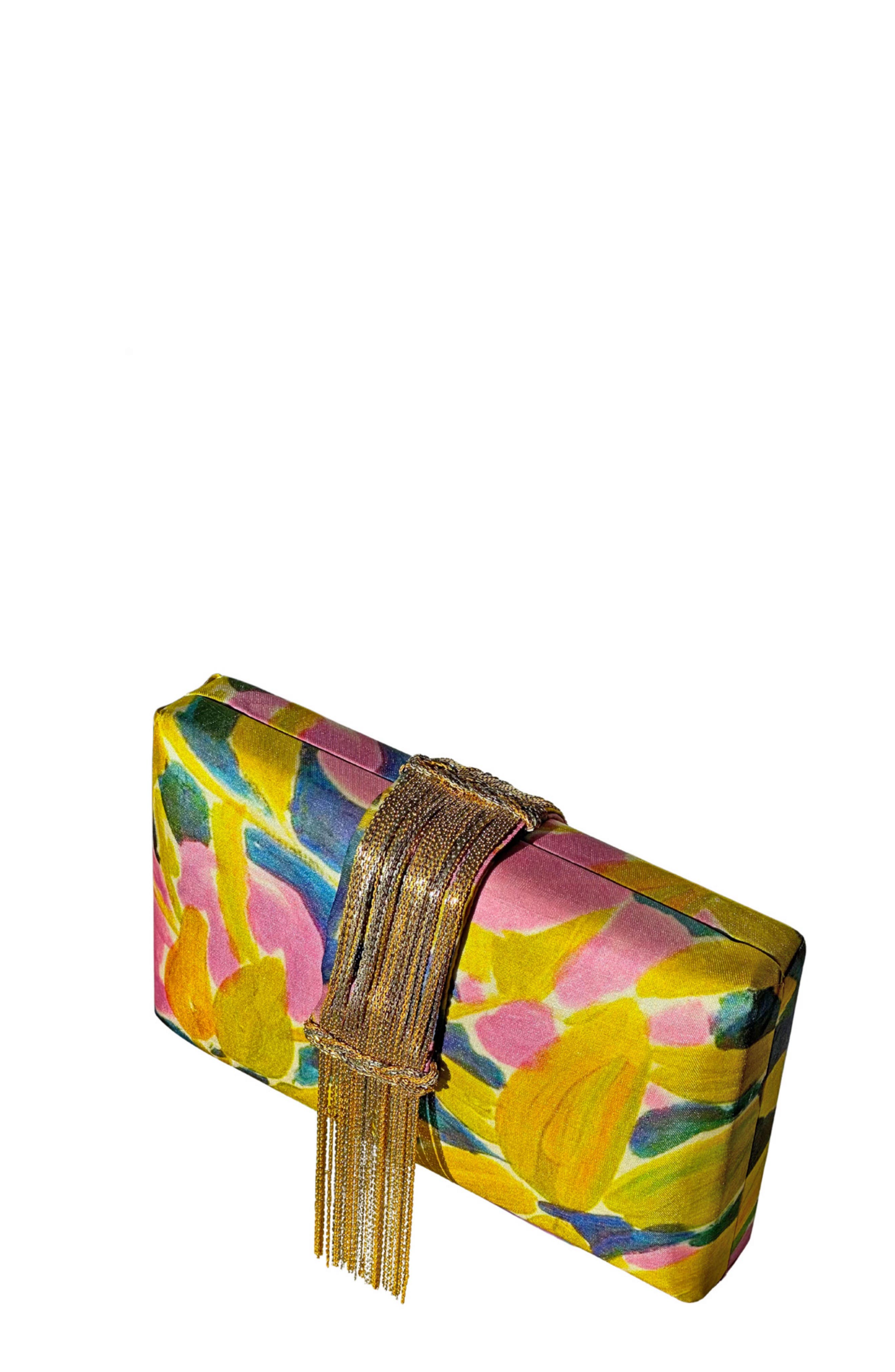 Printed Fringe Clutch, Alternate, color, Muse