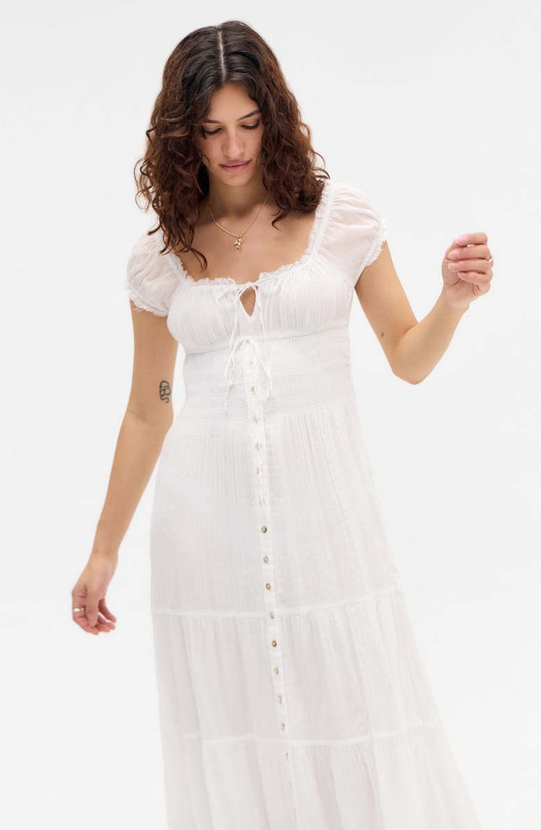 BDG Urban Outfitters Tiana Maxi Peasant Dress, Alternate, color, White
