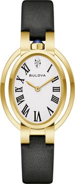 BULOVA Rubaiyat Ella Fitzgerald x Apollo Leather Strap Watch, 28.8mm