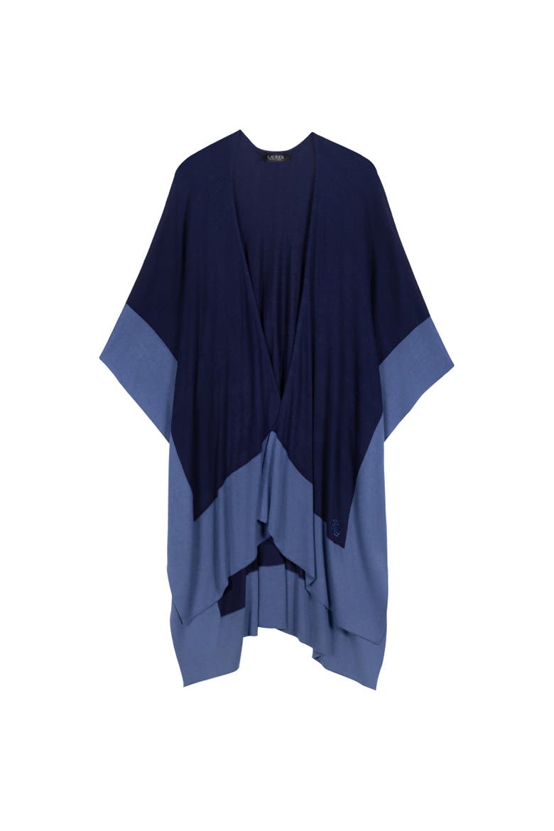 Tissue Weight Ruana With Border, Main, color, Refined Navy