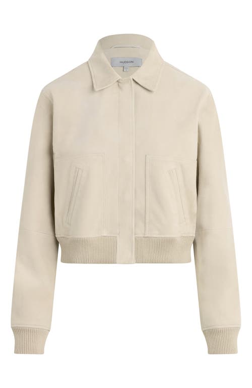 Hudson Jeans Suede Bomber Jacket In White