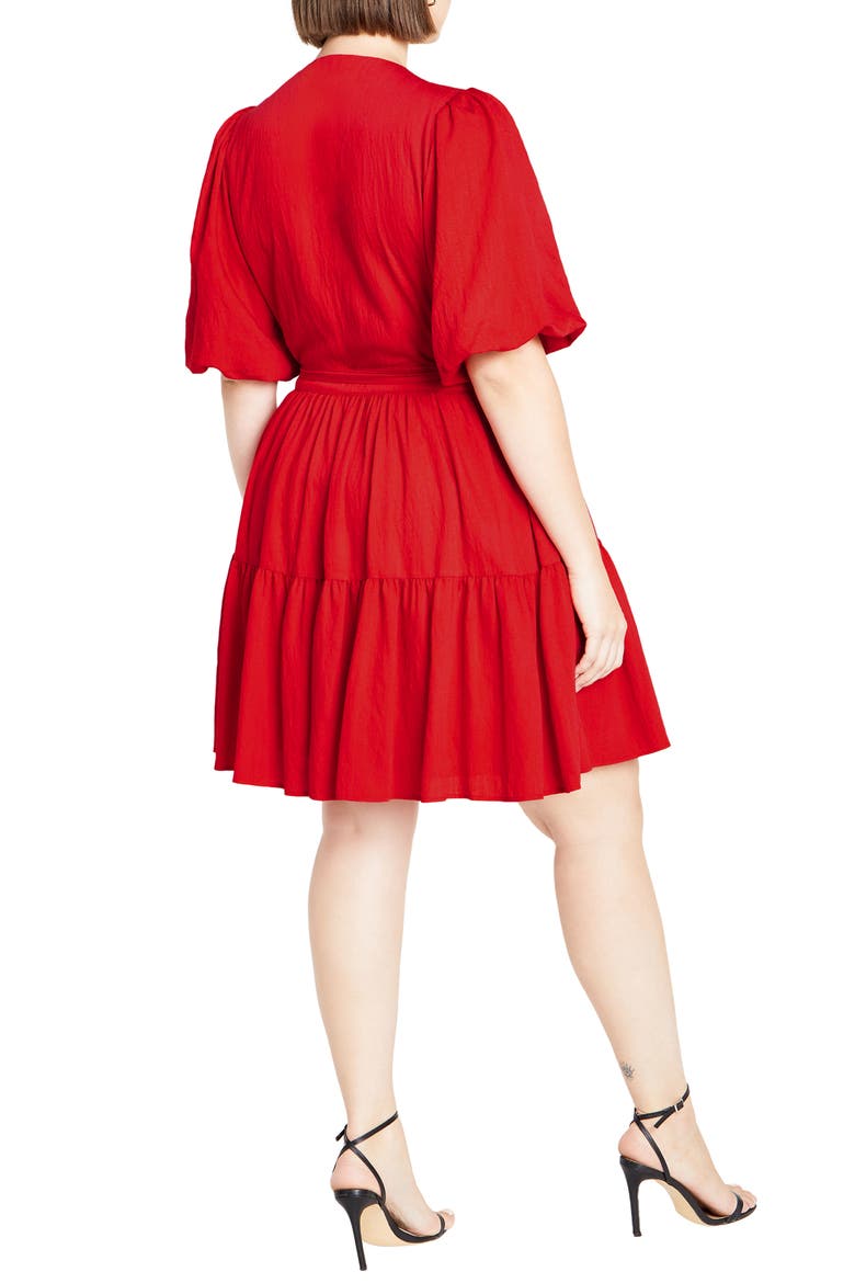 Nikola Tiered Wrap Dress, Alternate, color, TANGO RED