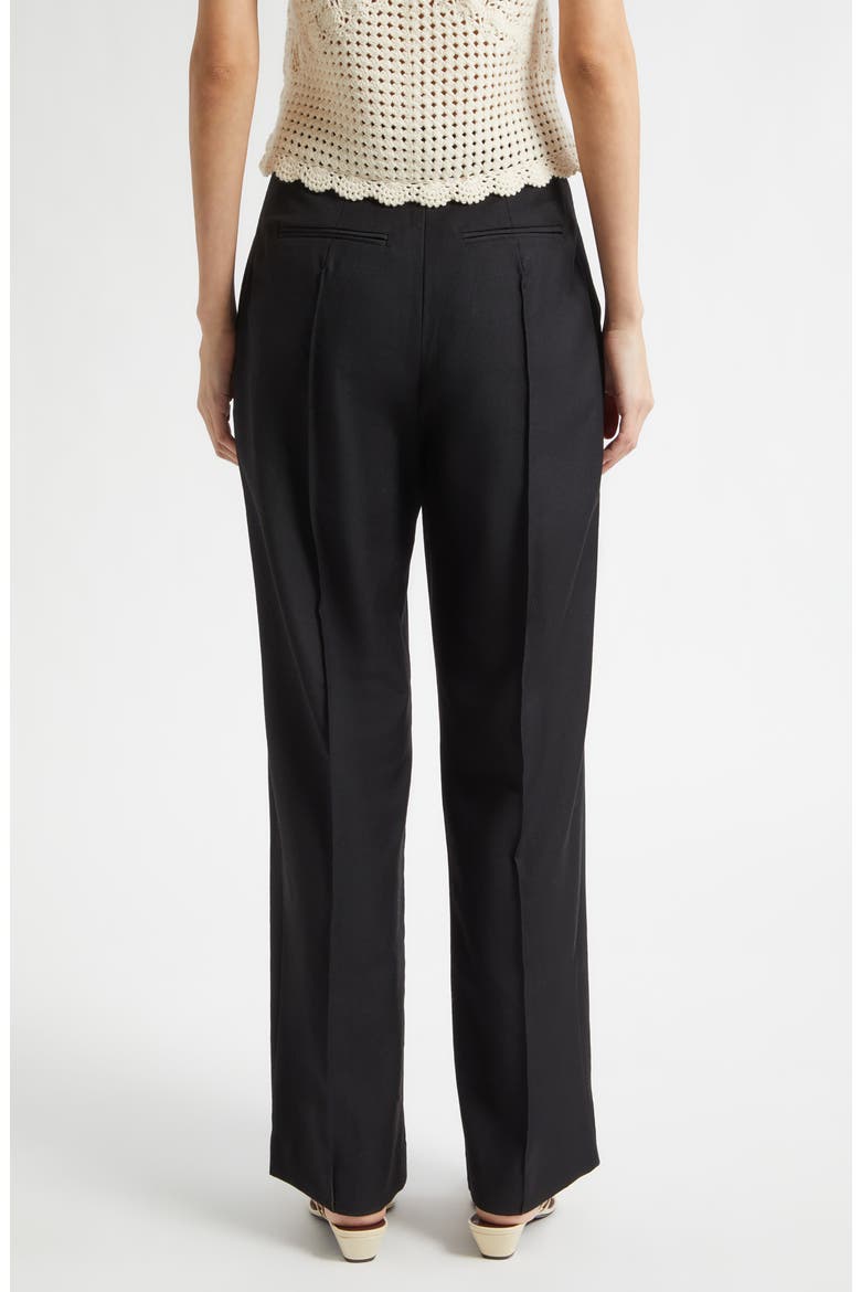 Elspeth Pleat Front Wool Pants, Alternate, color, BLACK