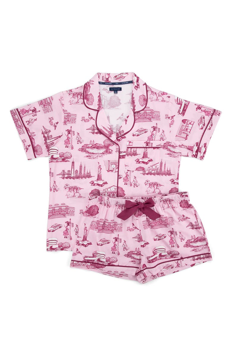 Katie Kime New York Toile Short Pajamas, Alternate, color, Pink