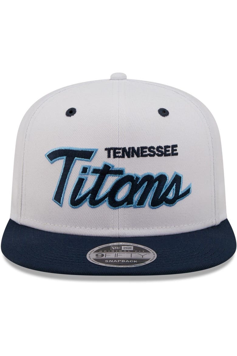 Men's New Era White/Navy Tennessee Titans Sparky Original 9FIFTY Snapback Hat, Alternate, color, White