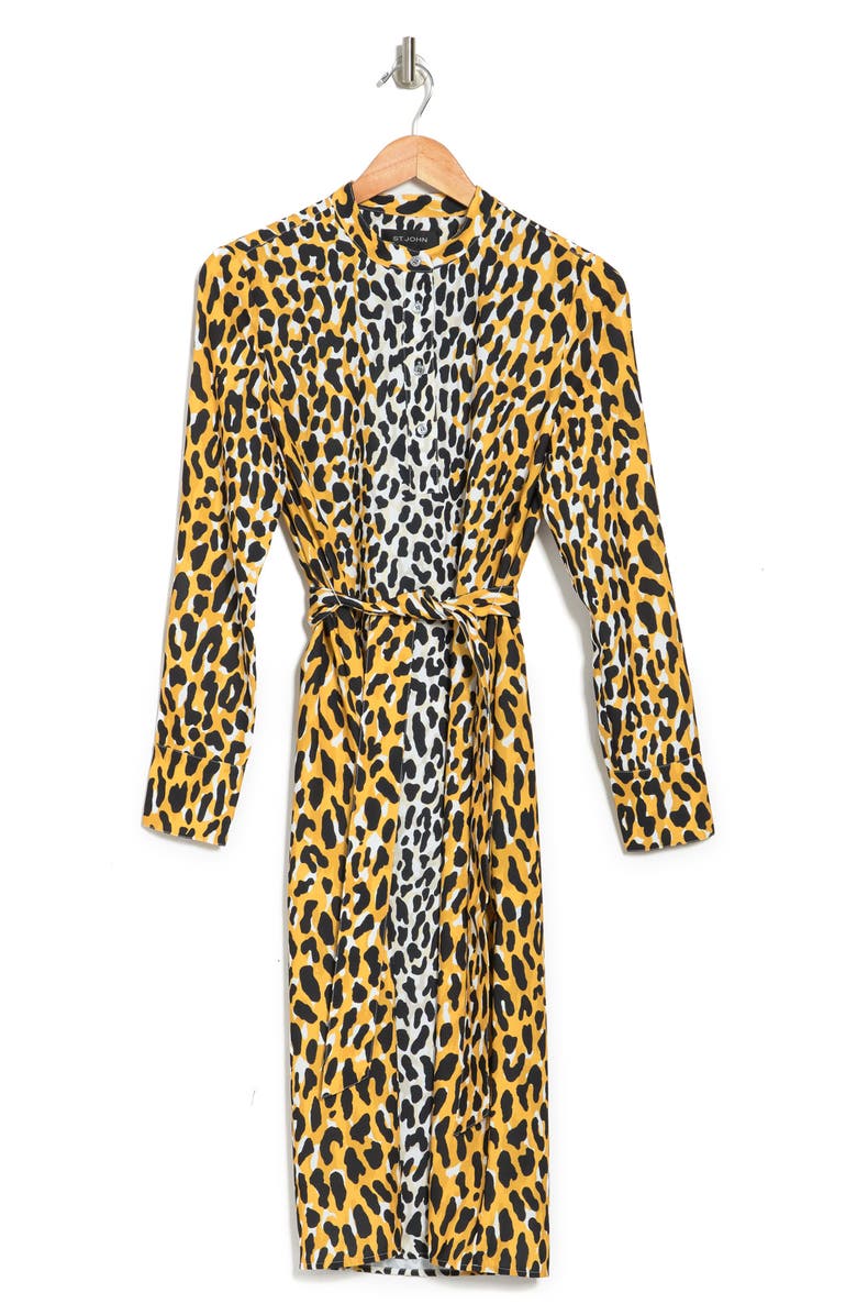 St. John Collection ST JOHN Leopard Waist Tie Dress, Alternate, color,