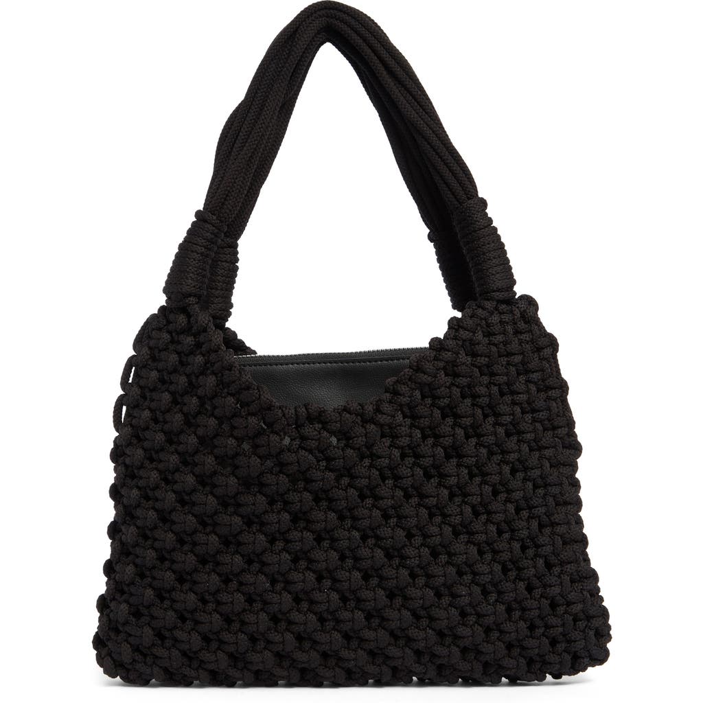 Bcbg Woven Shoulder Bag With Removable Pouch In Black