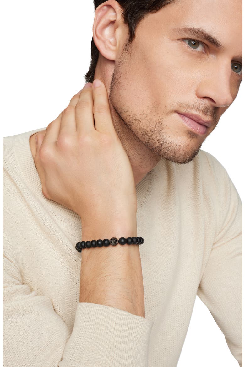 Spiritual Beads Bracelet in Sterling Silver with Pavé Station, Alternate, color, BLACK