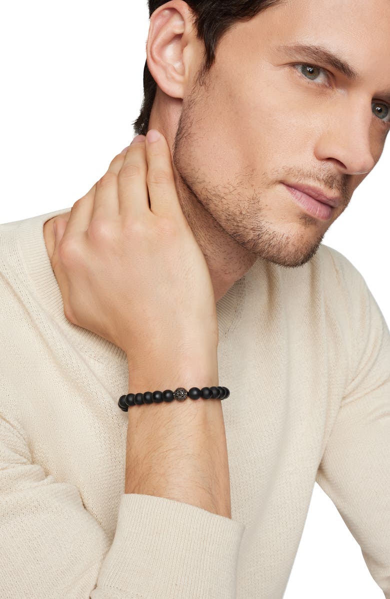 David Yurman Spiritual Beads Bracelet in Sterling Silver with Pavé Station, Alternate, color, Black