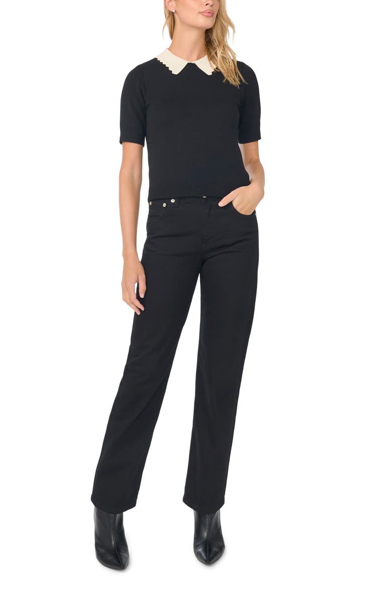 Scallop Trim Collar Sweater, Alternate, color, RICH BLACK