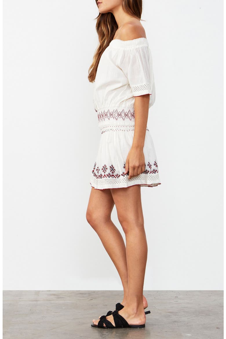 'Marietta' Embroidered Off the Shoulder Dress, Alternate, color, IVORY