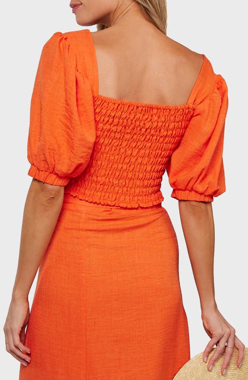 Matty M Puff Sleeve Crop Top In Tangerine In Orange