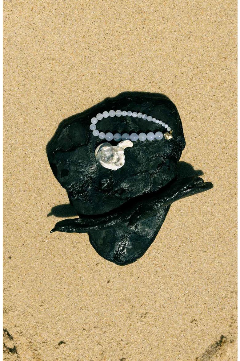 Tidelands Blue Lace Agate Bracelet, Alternate, color, 18CT GOLD PLATED