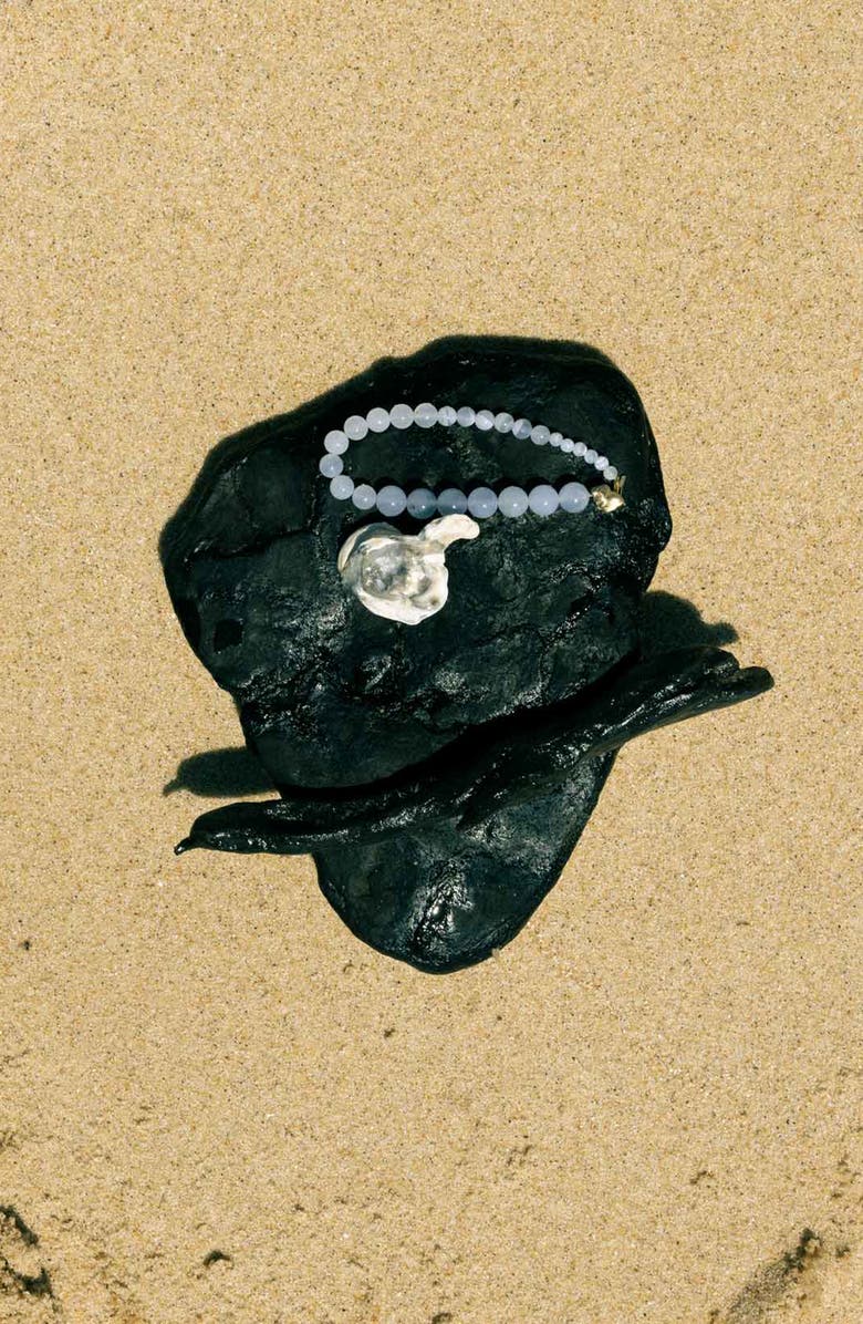 COMPLETEDWORKS Tidelands Blue Lace Agate Bracelet, Alternate, color, 18Ct Gold Plated