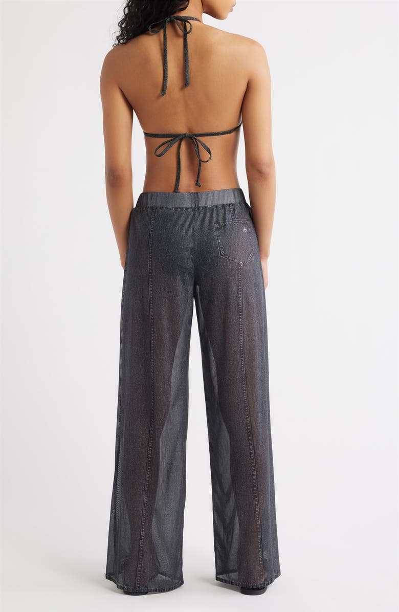 rag & bone rb Miramar Mesh Wide Leg Cover-Up Pants, Alternate, color, Washed Black