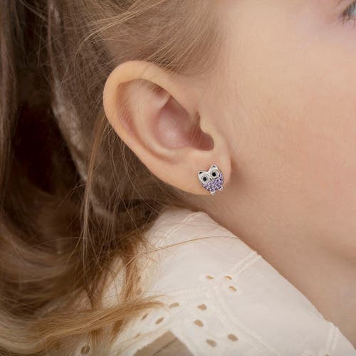 Shop In Season Jewelry Hoot Cubic Zirconia Owl Earrings In Purple