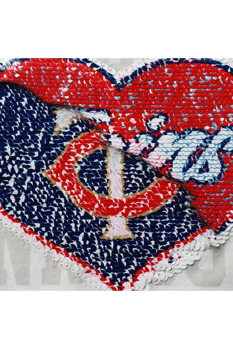 Girls Youth New Era White Minnesota Twins Flip Sequin Heart Crop Top, Alternate, color, White