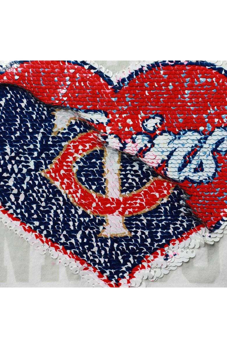 New Era Girls Youth New Era White Minnesota Twins Flip Sequin Heart Crop Top, Alternate, color,