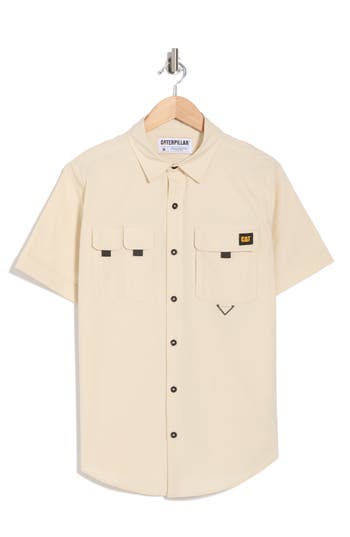 Cat Wwr Utility Short Sleeve Button-up Cotton Shirt