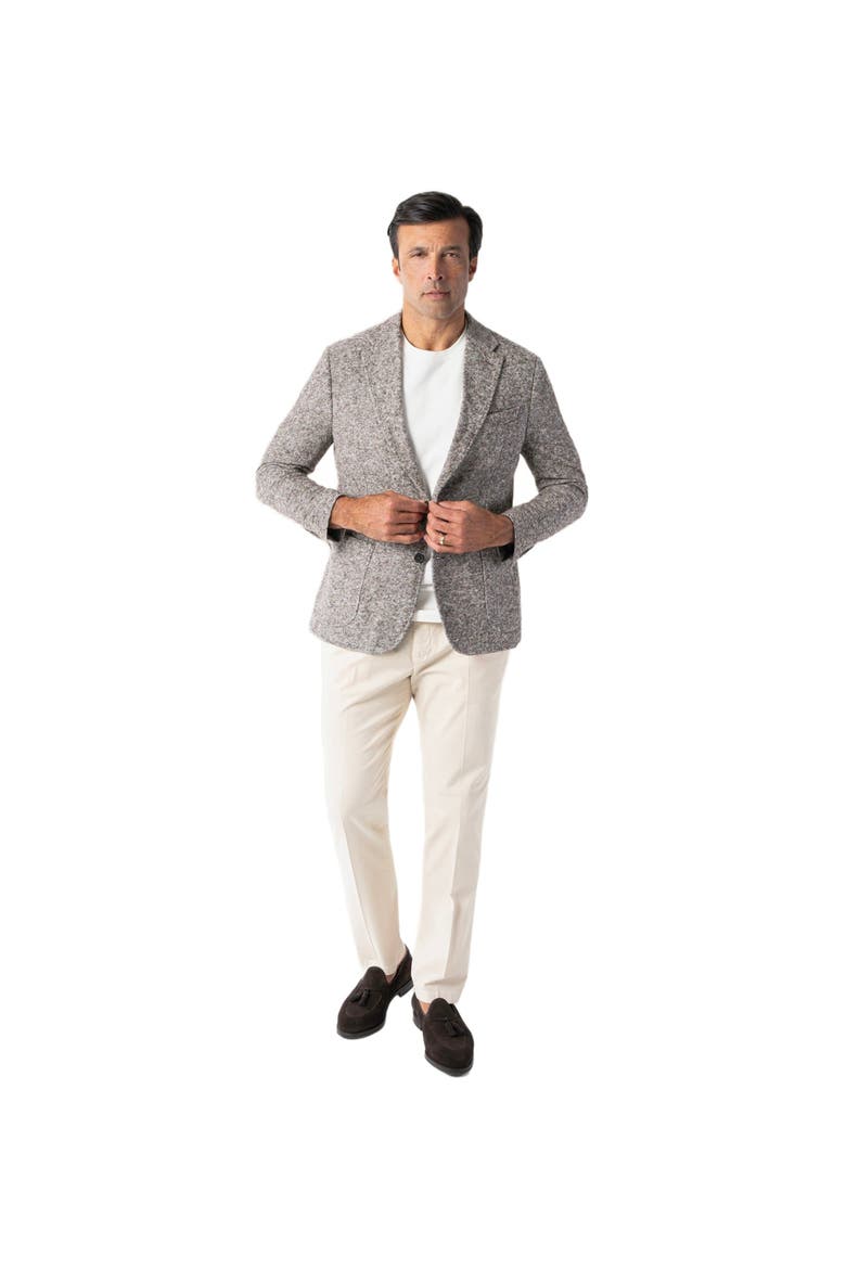 Wright Wool-Cotton Knit Blazer, Main, color, Brown/Cream