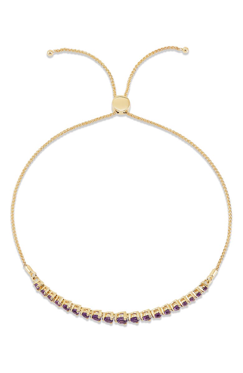 Frankie & Zoe 14K Yellow Gold Amethyst Bolo Bracelet, Alternate, color, Yellow Gold