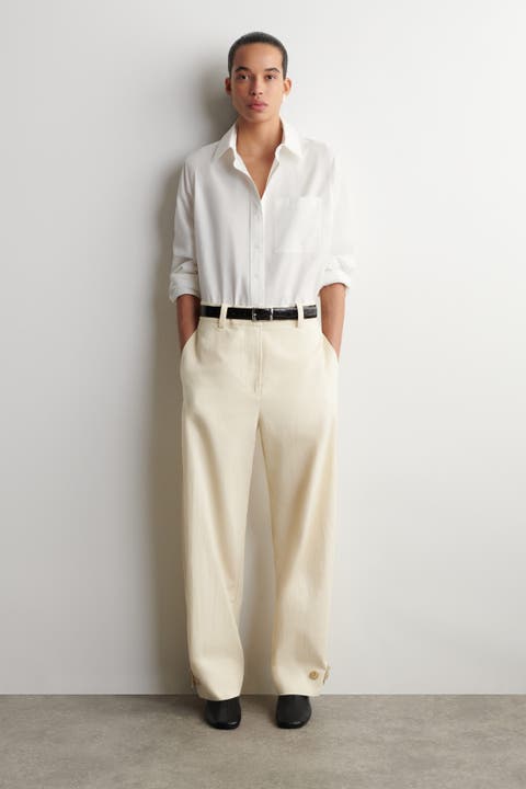 Barrel-Leg Cotton Utility Pants