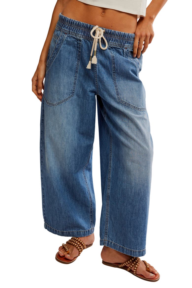 Easy Peasy Wide Leg Mid Rise Denim Drawstring Pants, Main, color, NO PROBLEM