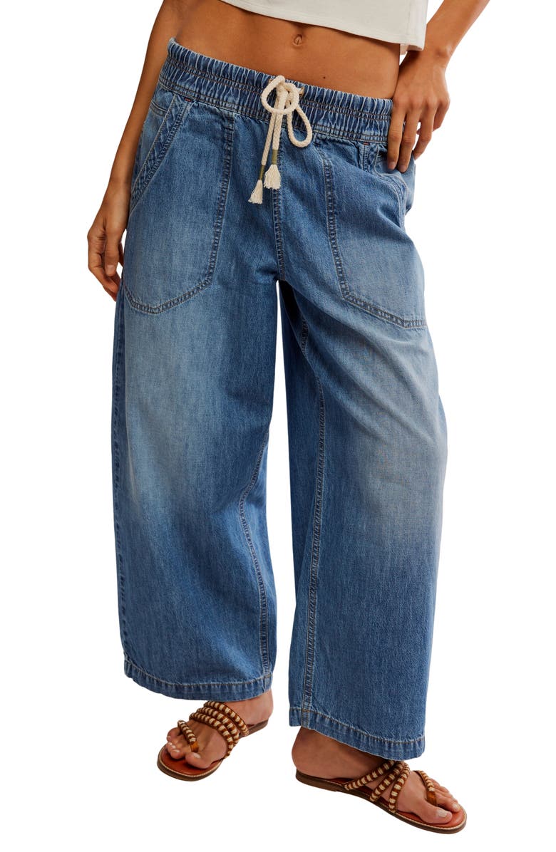 Free People Easy Peasy Wide Leg Denim Drawstring Pants, Main, color, No Problem
