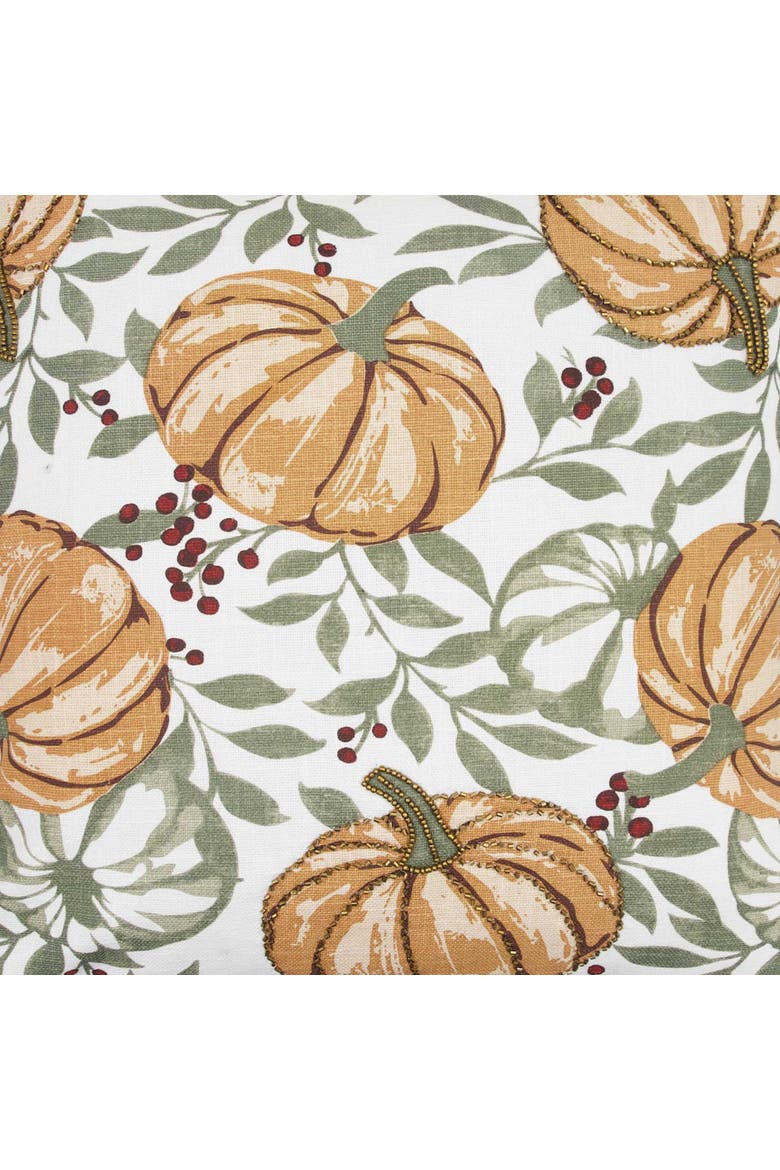Botanical Berry Pumpkins Beaded Harvest Throw Pillow 18" x 18", Alternate, color, Green