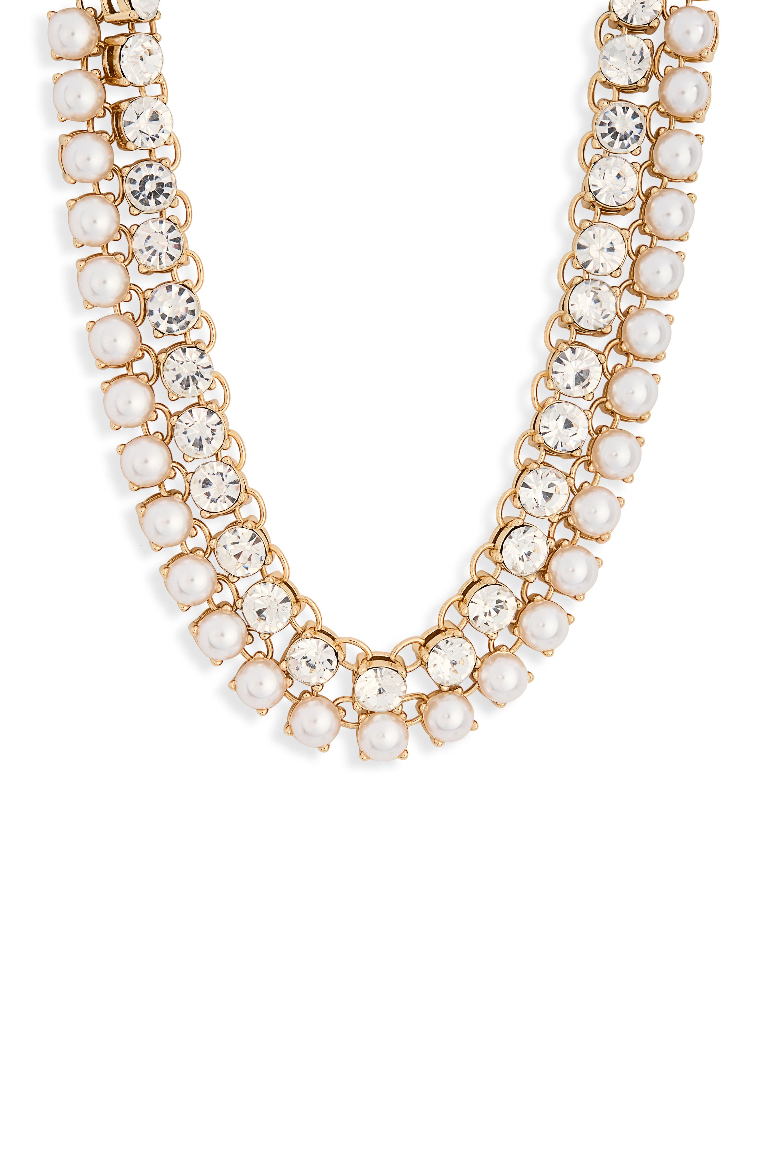 Kenneth Jay Lane Set of 2 Crystal & Faux Pearl Necklaces