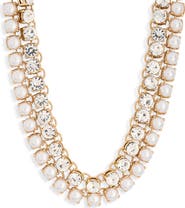 Kenneth Jay Lane Set of 2 Crystal & Faux Pearl Necklaces