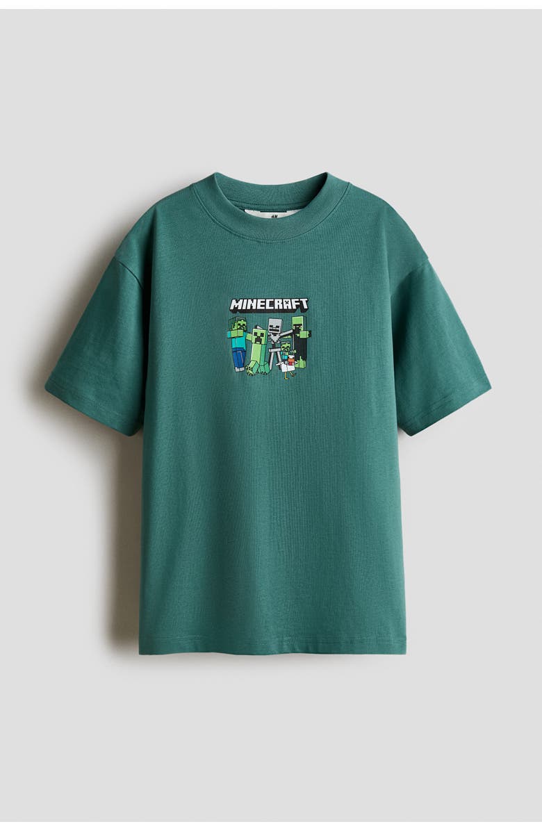 H&M Printed T-shirt, Main, color, Green/Minecraft