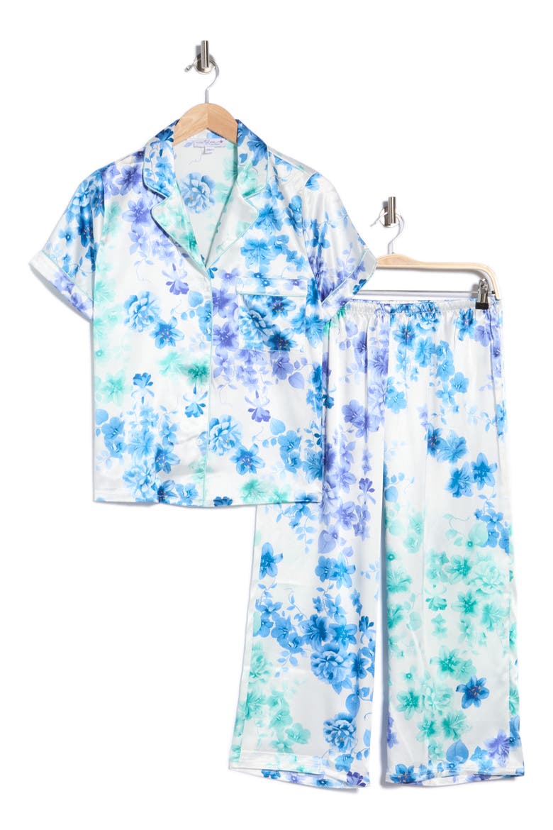 Lucille Satin Crop Long Pajamas, Main, color, IVORY