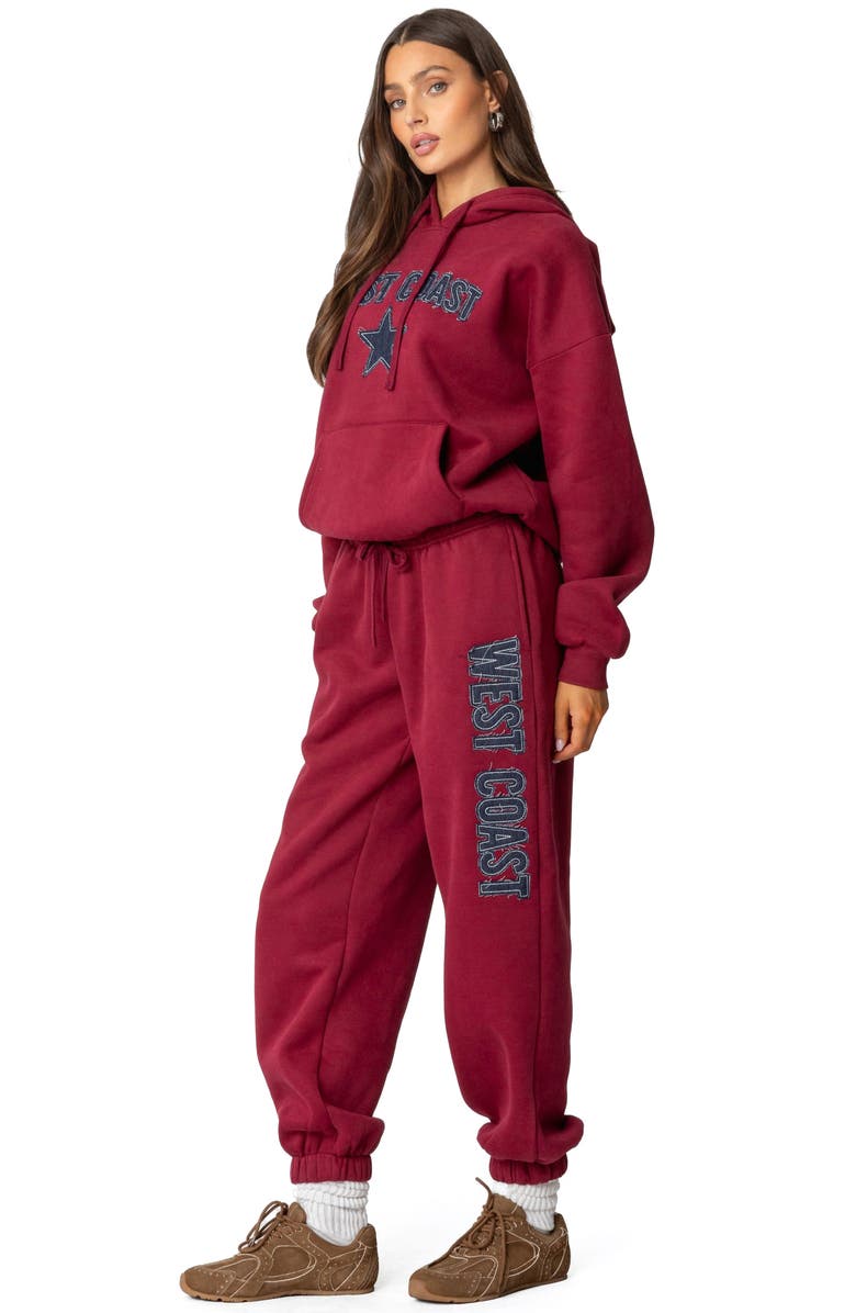 EDIKTED West Coast Hoodie, Alternate, color, Burgundy