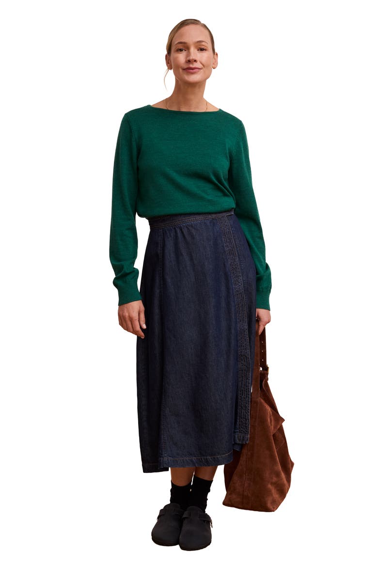 Merino Fine Knit Boat Neck Jumper, Alternate, color, Emerald