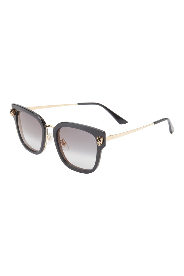 55mm Gradient Round Sunglasses, Alternate, color, BLACK