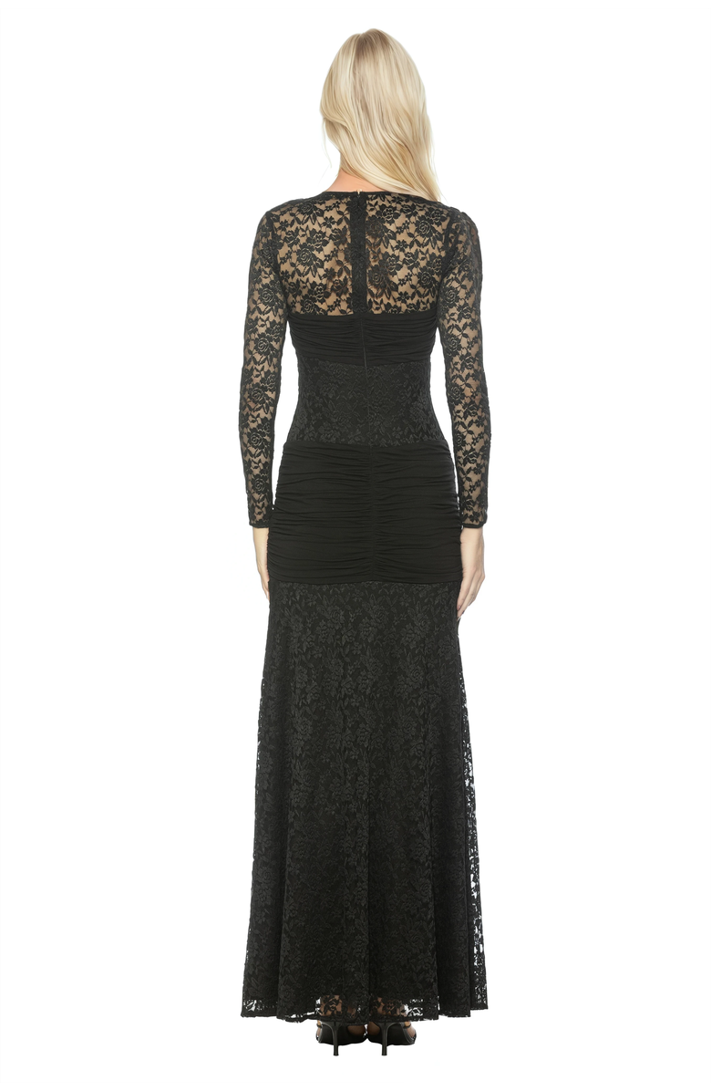 Alexia Admor Nova Long Sleeve Ruched Dress, Alternate, color, Black