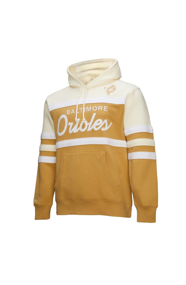 Mitchell & Ness Men's Mitchell & Ness Tan/Cream Baltimore Orioles Head Coach Pullover Hoodie, Alternate, color, Tan