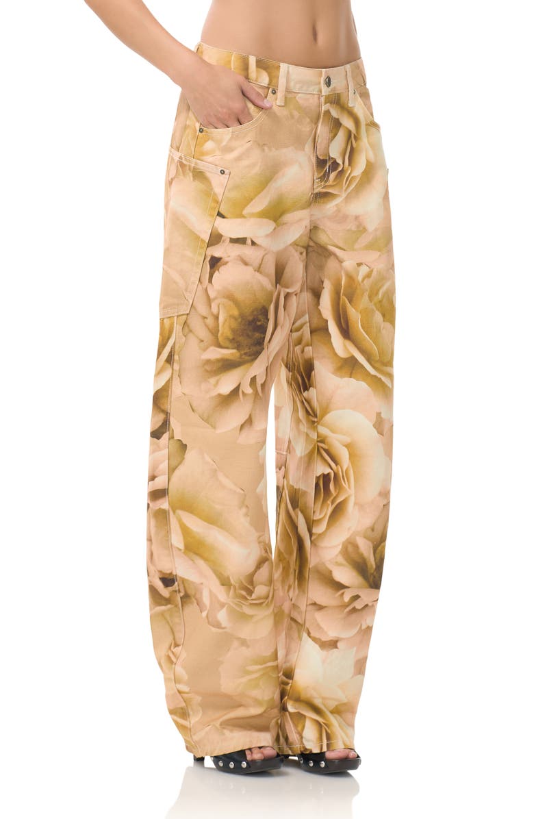 AFRM Bexley Floral Barrel Leg Jeans, Alternate, color, Gold Rose Print